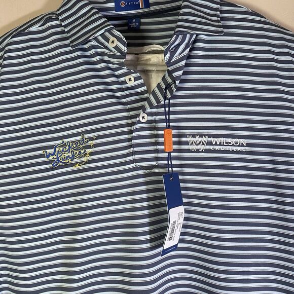 Stitch Golf Tour Broome Stripe Polo Shirt  Wicked Links Skyfall Blue Men Medium - Picture 1 of 12